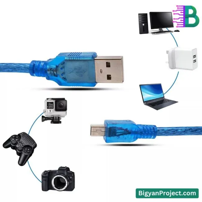 আরডুইনো ন্যানো ইউএসবি কেবল - মিনি-বি ৩০সেমি প্রজেক্টের জন্য