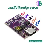 Type-C থেকে DC 5V 9V 12V 15V 20V ফাস্ট চার্জ ট্রিগার বুস্ট মডিউল 65W