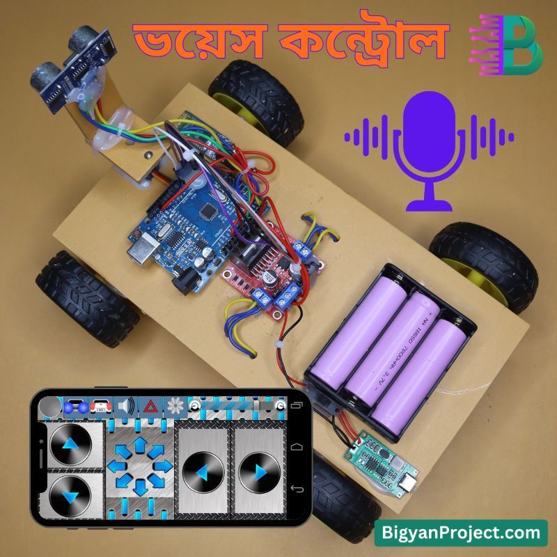 ব্লুটুথ কন্ট্রোলড রোবট কার ভয়েস কমান্ড ও অবজেক্ট ডিটেকশন সহ