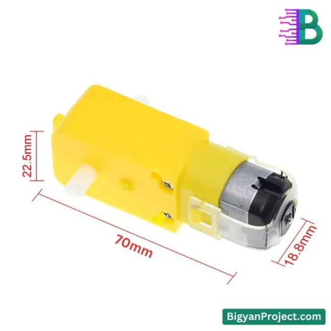 ১০০ RPM ৩-৬V ডুয়াল শাফট মোটর রোবোটিক্স ও DIY প্রজেক্টের জন্য