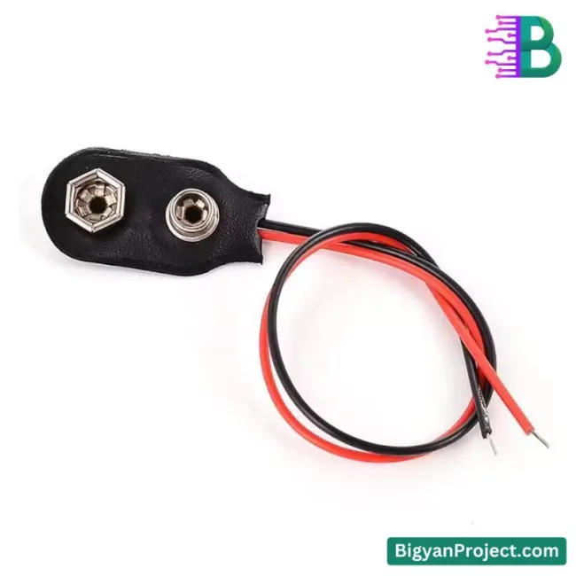 9V ব্যাটারি ক্যাপ টি-টাইপ কানেক্টর ও ১৫ সেমি তার