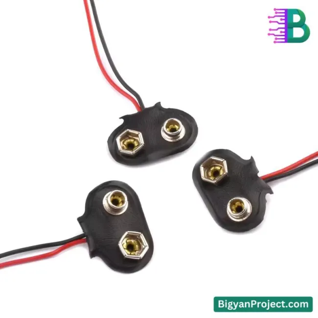 9V ব্যাটারি ক্যাপ টি-টাইপ কানেক্টর ও ১৫ সেমি তার