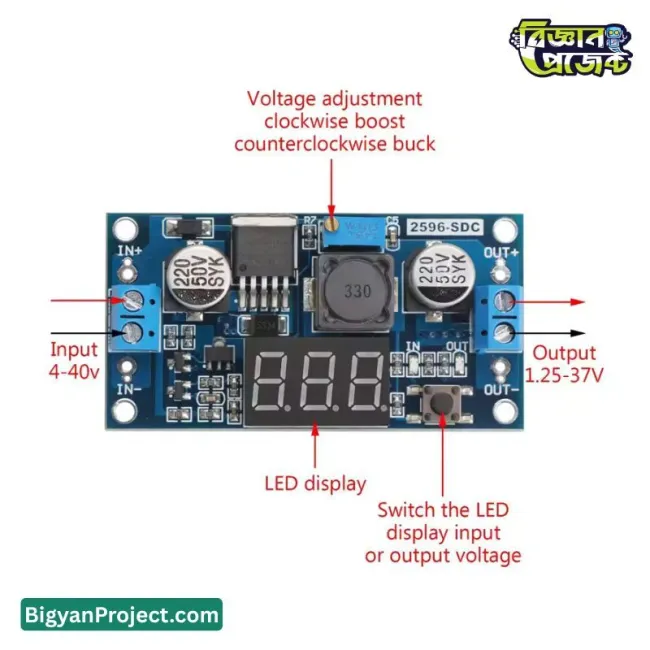 LM2596 ডিসি-ডিসি বাক কনভার্টার মডিউল কিনুন ডিসপ্লে সহ