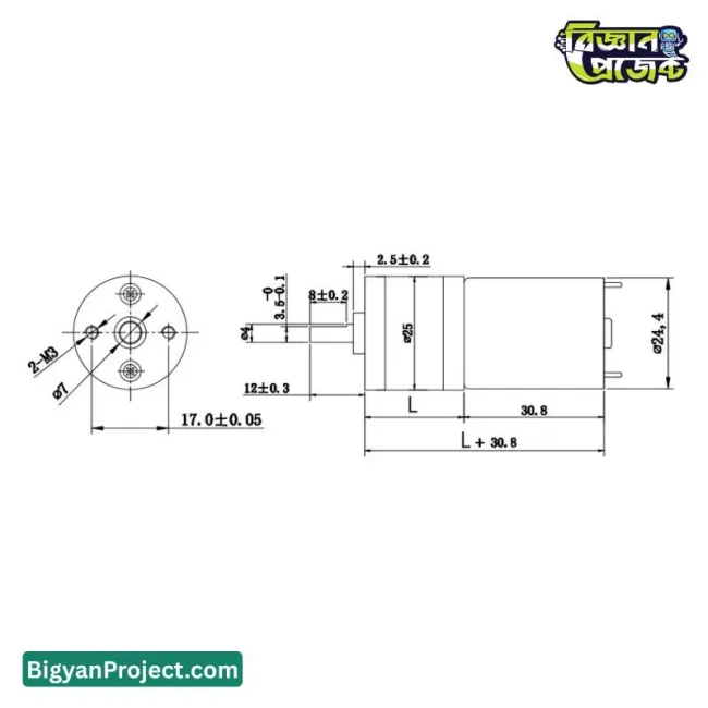 DC 12V 25GA-370 মেটাল গিয়ার মোটর 100RPM অনলাইনে কিনুন