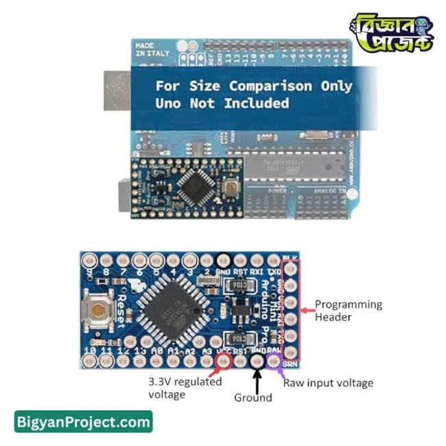 আরডুইনো প্রো মিনি ATmega328P 5V 16MHz কন্ট্রোলার বোর্ড