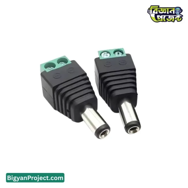 ৫.৫x২.১মিমি DC ব্যারেল পাওয়ার জ্যাক মেল প্লাগ