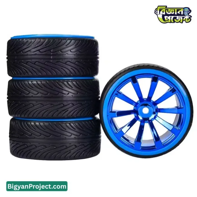 ১ পিস ৬৫ মিমি রাবার হুইল প্লাস্টিক হাবসহ