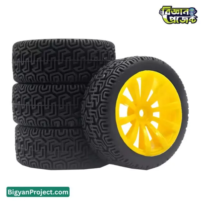 ১ পিস ৬৫ মিমি রাবার হুইল প্লাস্টিক হাবসহ