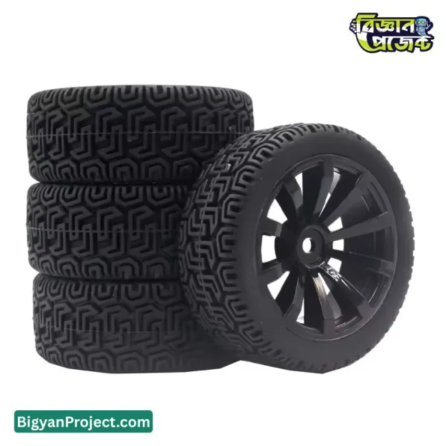 ১ পিস ৬৫ মিমি রাবার হুইল প্লাস্টিক হাবসহ