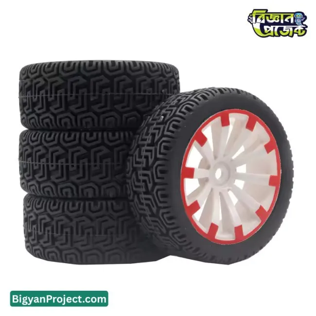 ১ পিস ৬৫ মিমি রাবার হুইল প্লাস্টিক হাবসহ