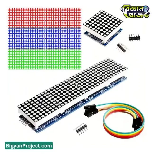 4-ইন-1 LED ডট ম্যাট্রিক্স ডিসপ্লে মডিউল MAX7219 32x8