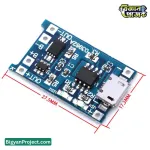 TP4056 ৫ ভোল্ট ১ অ্যাম্পিয়ার ১৮৬৫০ লিথিয়াম ব্যাটারি চার্জার মডিউল