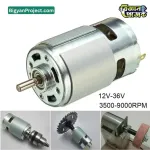 775 সিরিজ ডাবল বেয়ারিং ডিসি মোটর ১২ ভোল্ট - ৩৬ ভোল্ট হাই টর্ক