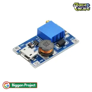 MT3608 DC-DC বুস্ট মডিউল (২A) – ২V-২৪V ইনপুট থেকে ২৮V আউটপুট, মাইক্রো USB সহ