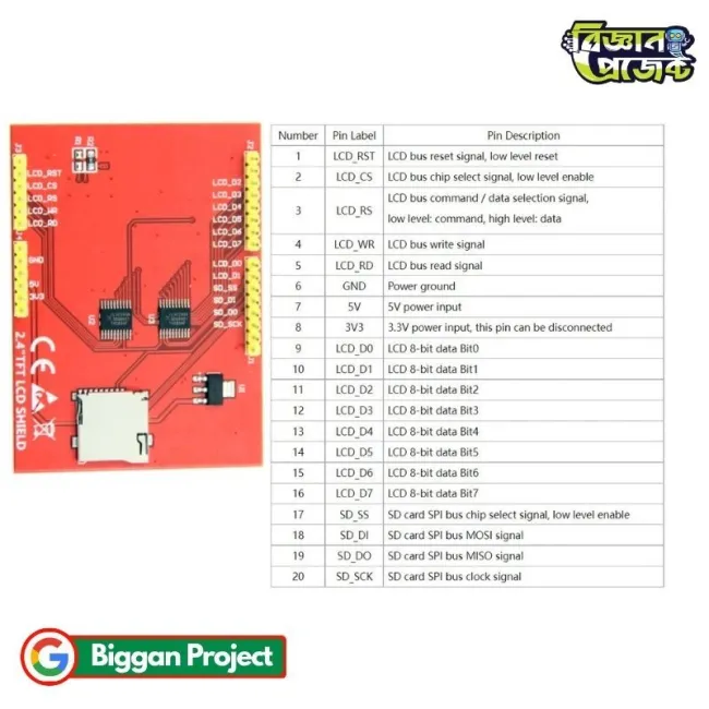 ২.৪ ইঞ্চি টাচ টিএফটি ডিসপ্লে আরডুইনো
