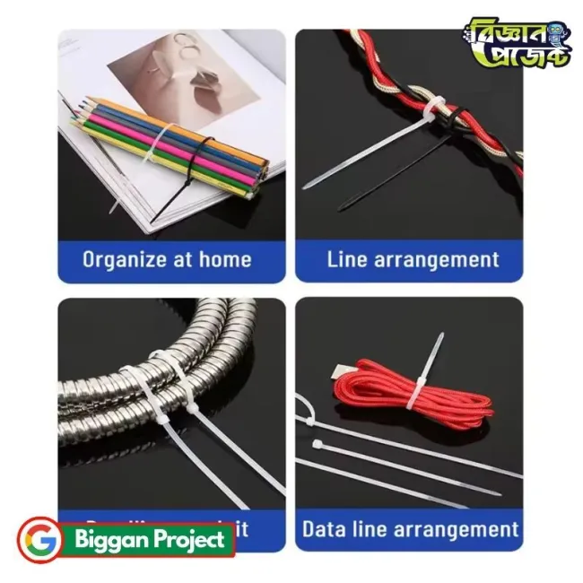 Buy ৩x১০০ মিমি নাইলন কেবল টাই সাদা ১০টি